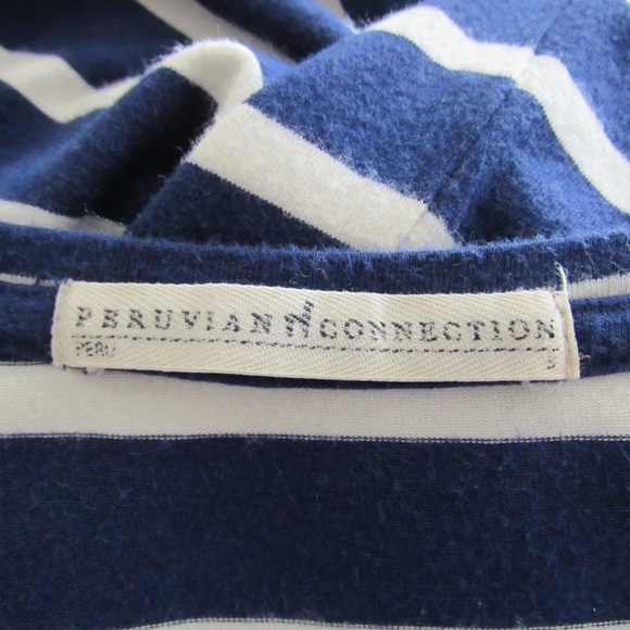 Peruvian Connection Blue White Striped Maxi TShirt Dress Small Pima Cotton Modal - Picture 8 of 8